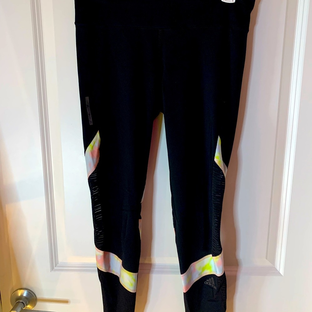 Black/multicolor size S adidas calf-length leggings - NEVER WORN